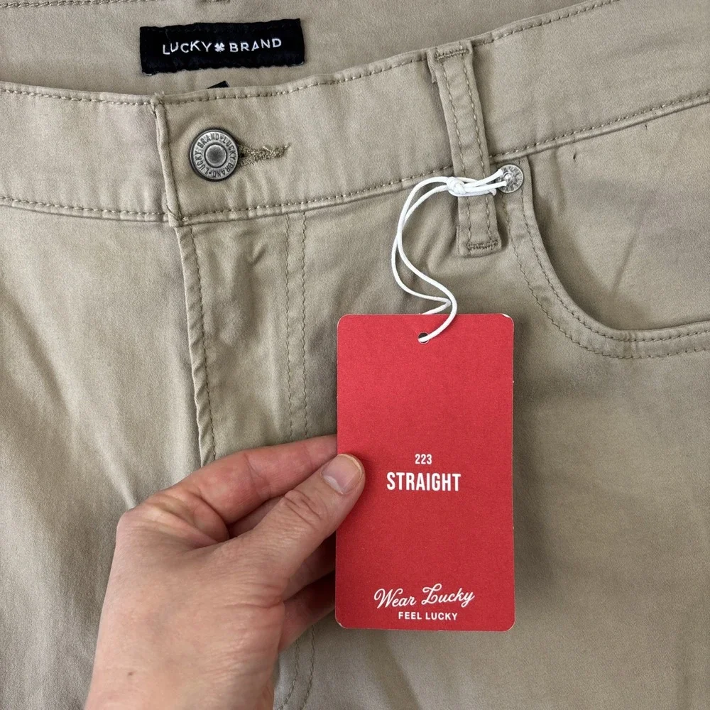 NEW LUCKY BRAND 223 Straight Leg 5-Pocket Pants Mens 40/32 Khaki Tan Stretch NWT